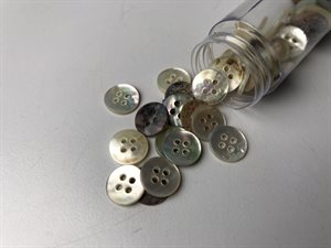Perlemor knap - natural og 4 huller, 10 mm